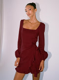 side view of model wearing Princess Polly The Villa Mini Dress Square Neck