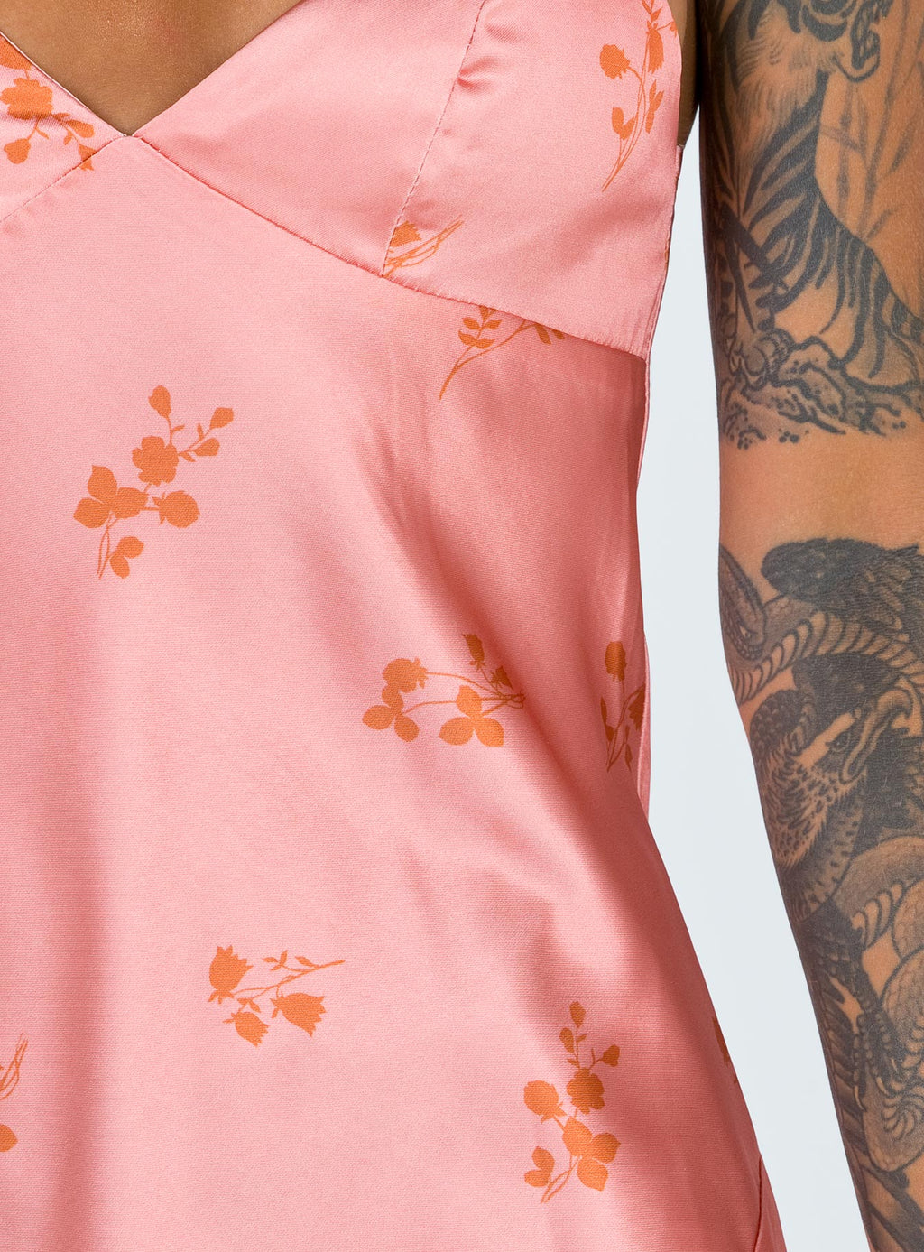 back view of model wearing Princess Polly Stargazing Mini Dress Pink Floral