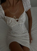 back view of model wearing Princess Polly Natalina Mini Dress White / Red